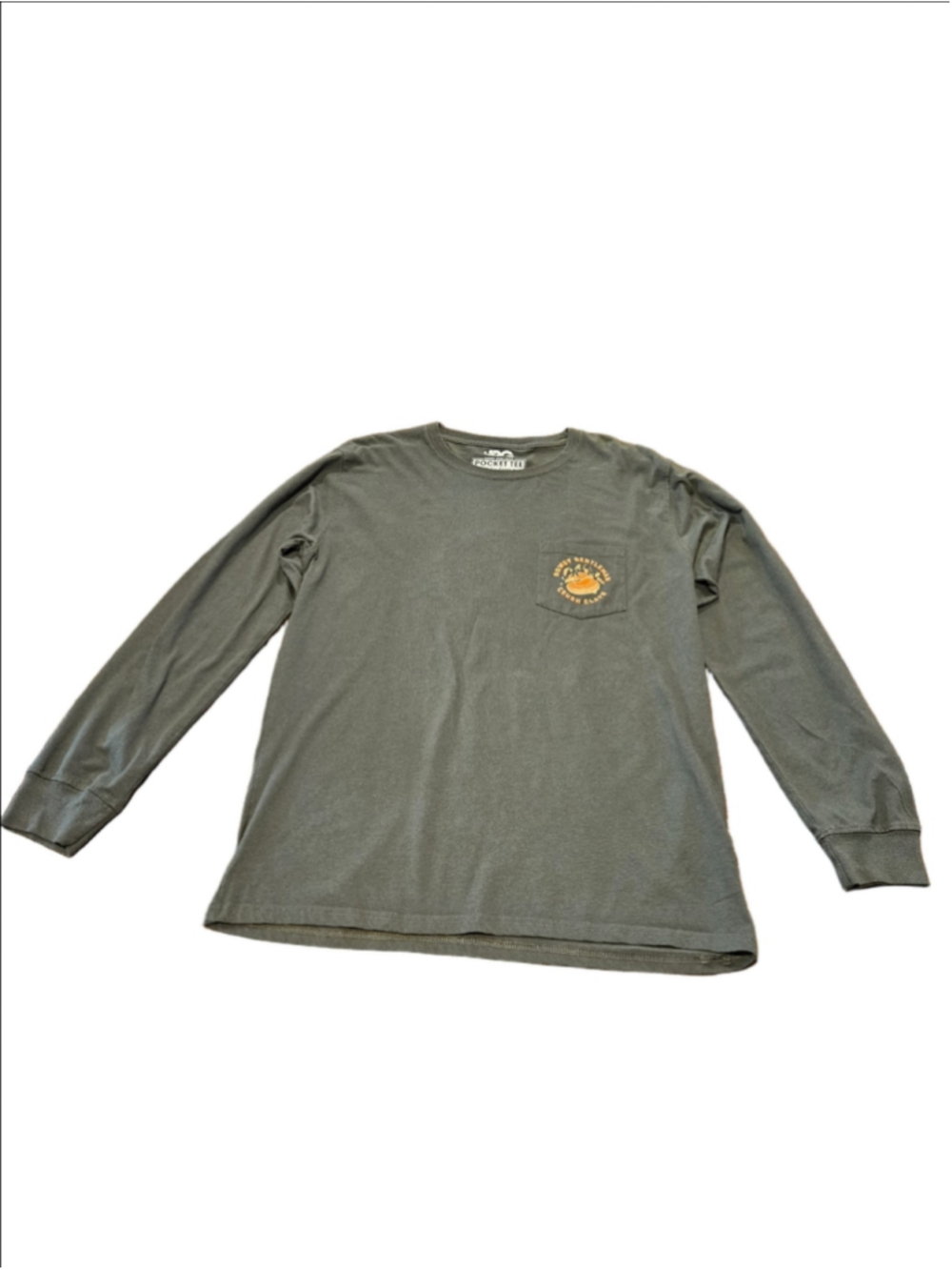 Men's Rowdy Gentleman Long Sleeve Pocket Tee XL Green Orange Graphic